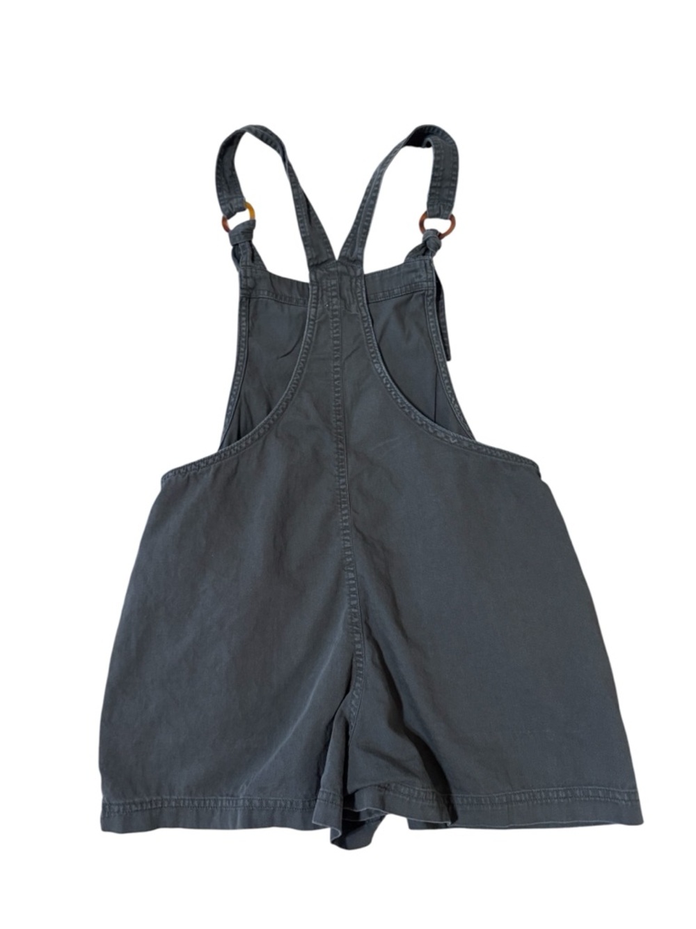 aerie Black Grey Denim Short Overalls - Picture 6 of 8